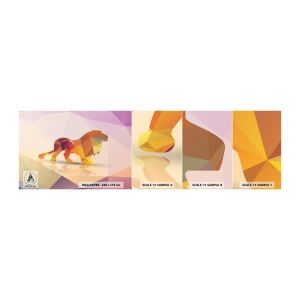 Photo Wallpaper Sample Standard Eco - Diamond King - Animals, Lion, Geometric Figure - 100x30 cm