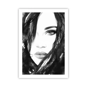 Poster - Portriat of a Lady in  Black and White - 50x70 cm