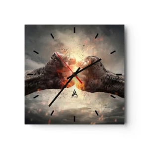 Wall clock - Clock on glass - Stand Up and Fight - 30x30 cm