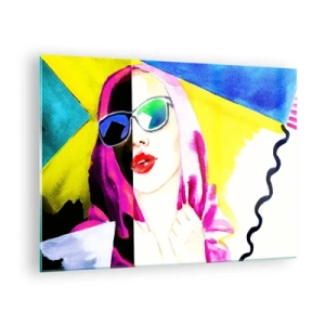 Glass picture - Portrait of a woman in a colorful pop art style - 70x50cm - I Am not White I Am not Black - Modern wall decoration for the living room and bedroom ARTTOR