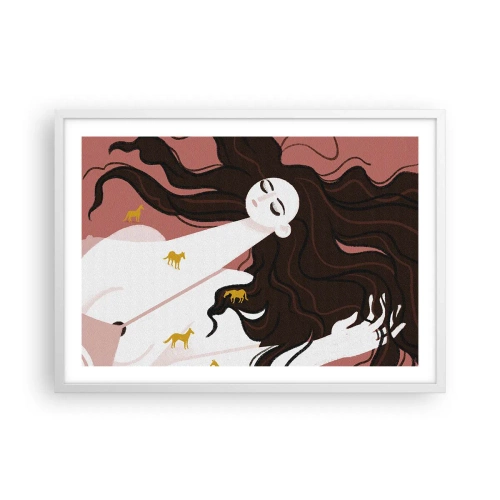 Poster in white frmae - Dream of a Golden Horse - 70x50 cm