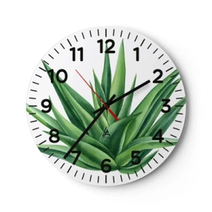 Wall clock - Clock on glass - Green - Power - Life - 40x40 cm