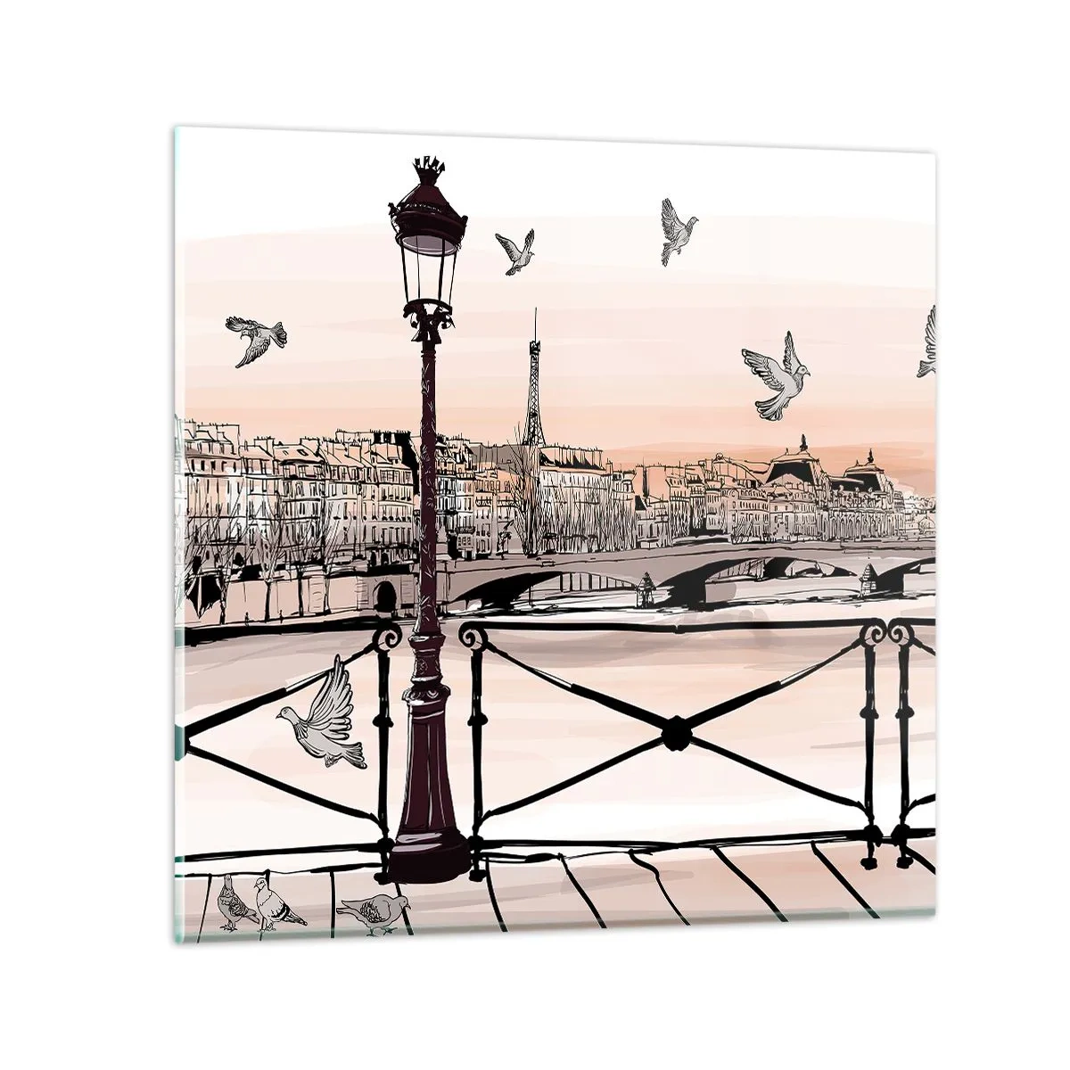 Glass picture - Over the Roofs of Paris - 50x50 cm
