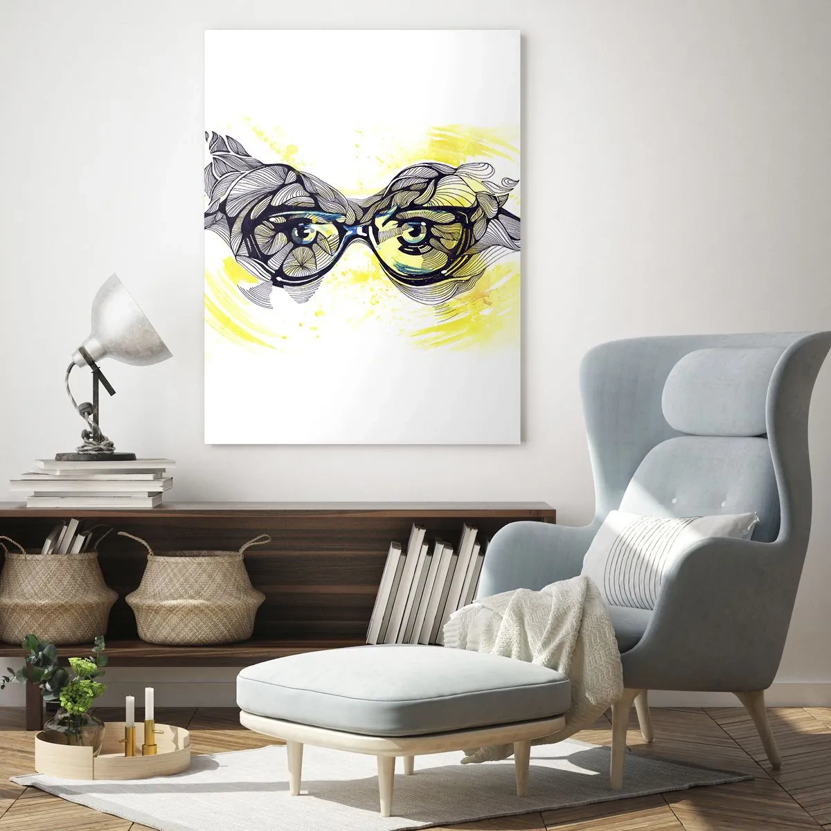 Glass picture - Through Blue Glasses - 50x70 cm