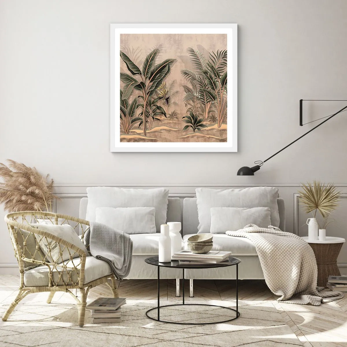 Poster in white frmae - Engraving in Colonial Style - 30x30 cm