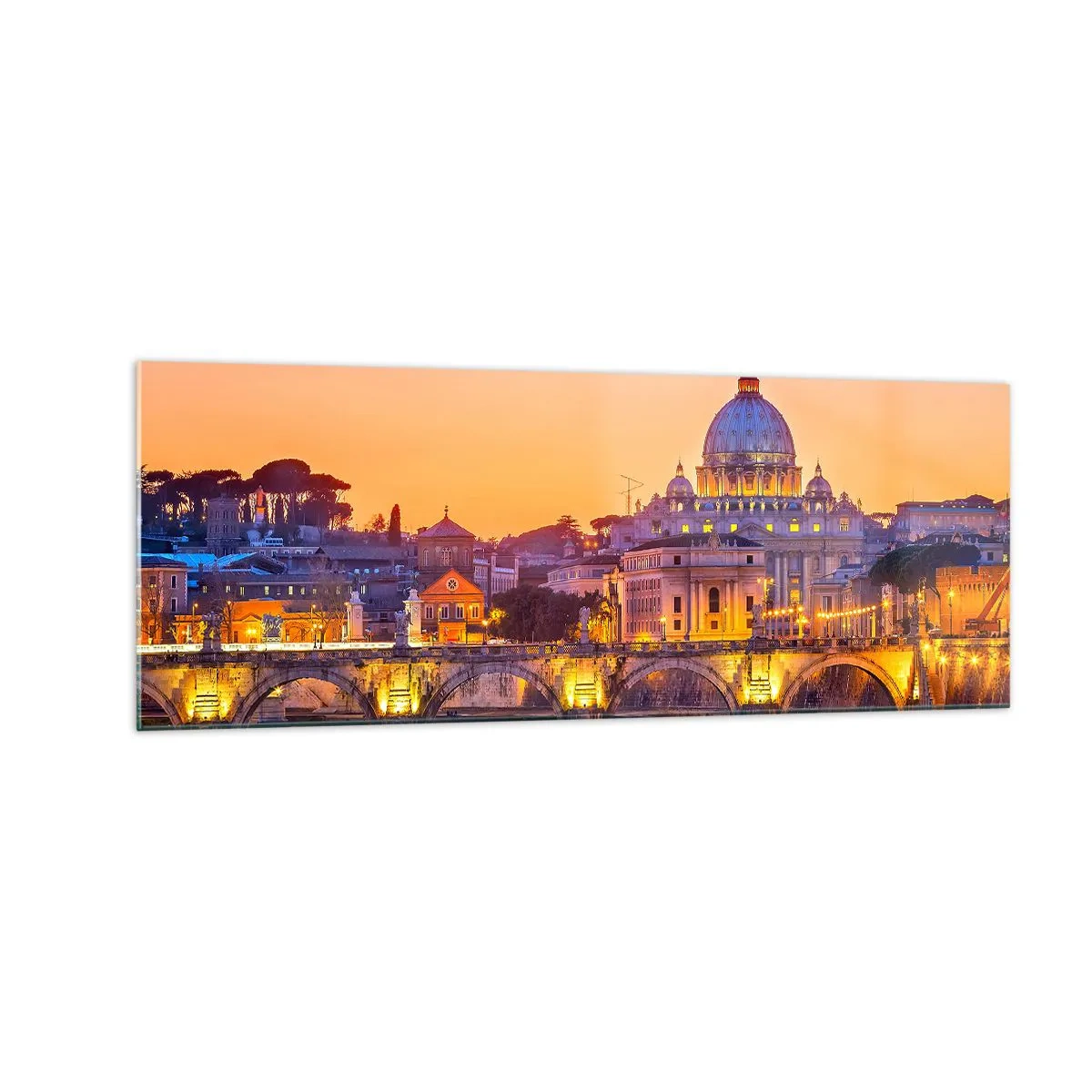 Glass picture - Twilight over Eternal City - 140x50 cm