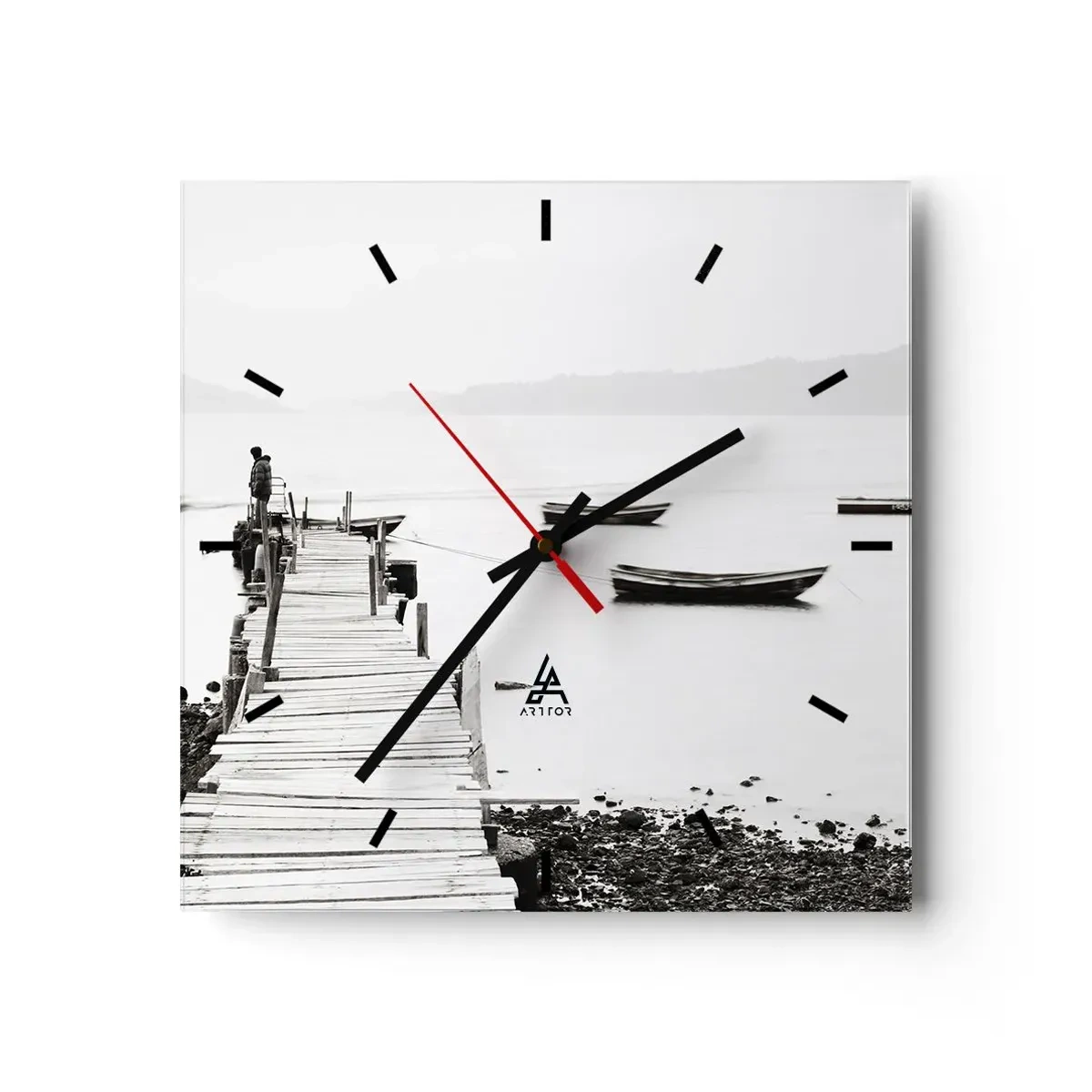 Wall clock - Clock on glass - By Waters Still and Clear - 40x40 cm