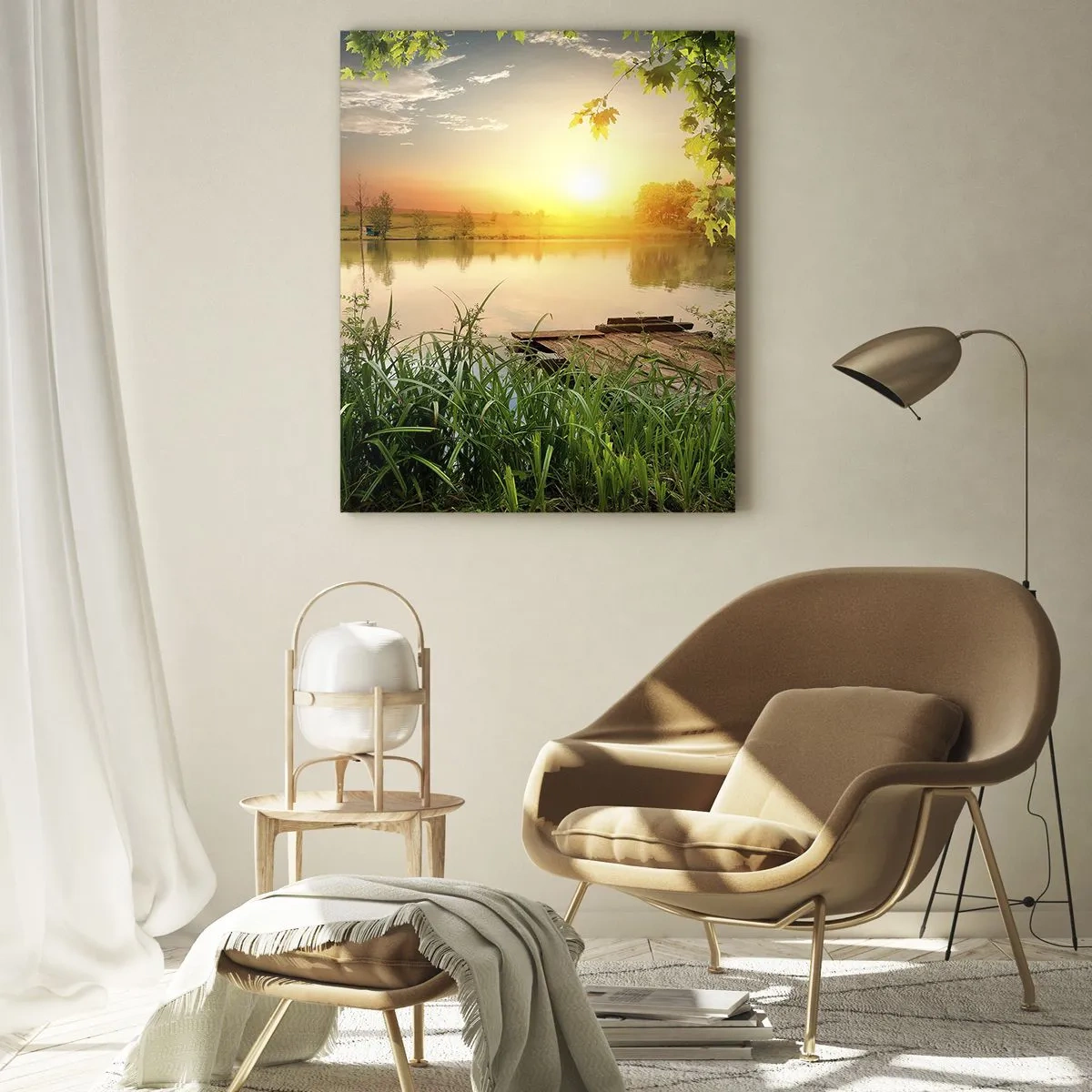Glass picture - Landscape in a Green Frame - 70x100 cm