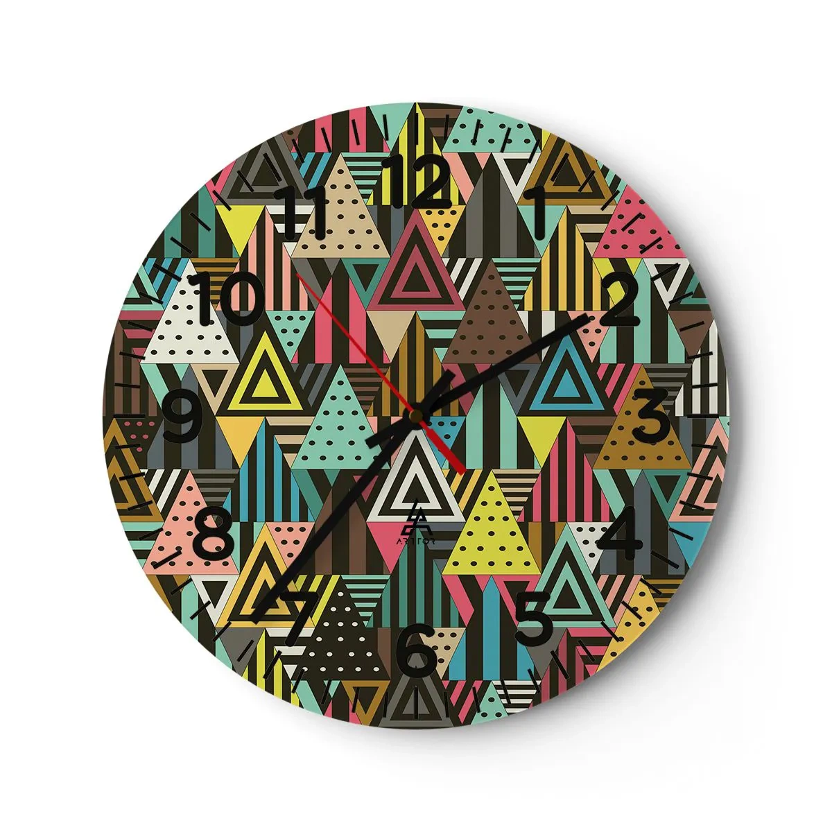 Wall clock - Clock on glass - In Rhythm on Three - 30x30 cm