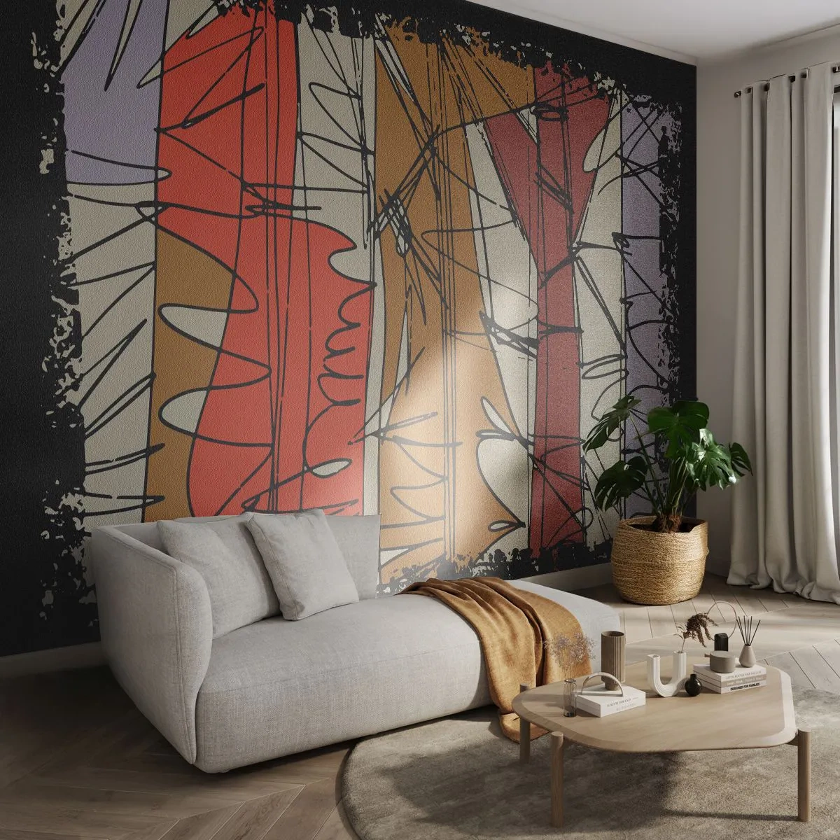Photo Wallpaper Premium Canvas - Spontaneous Composition - Abstraction, Piece, Scribbles - 150x105 cm