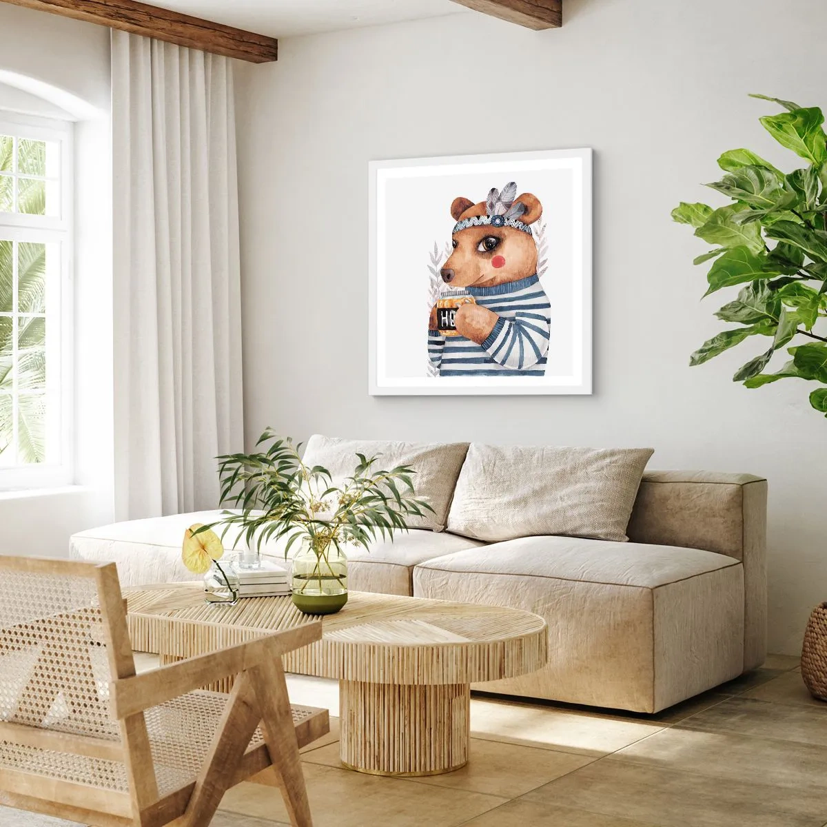 Poster in white frmae - Sweet Lady Bear - 60x60 cm