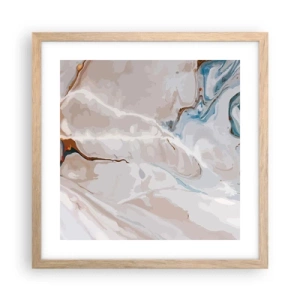 Poster in light oak frame - Blue Meanders under White - 40x40 cm