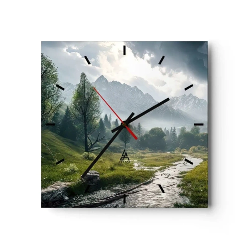 Wall clock - Clock on glass - There And Back - 40x40 cm