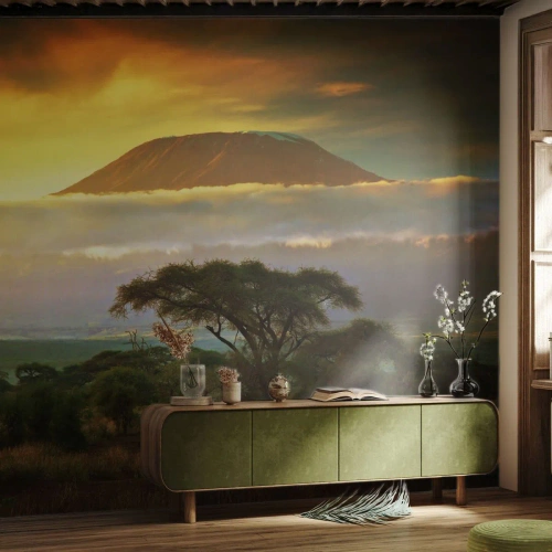 Photo Wallpaper Premium Canvas - Traveller's Dream - Landscape, Mount Kilimanjaro, Africa - 400x280 cm