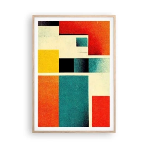 Poster in light oak frame - Geometric Abstract - Good Energy - 70x100 cm