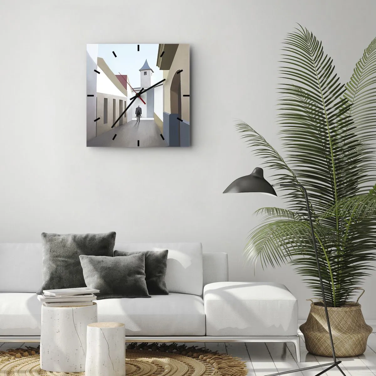 Wall clock - Clock on glass - Sunny Walk - 40x40 cm