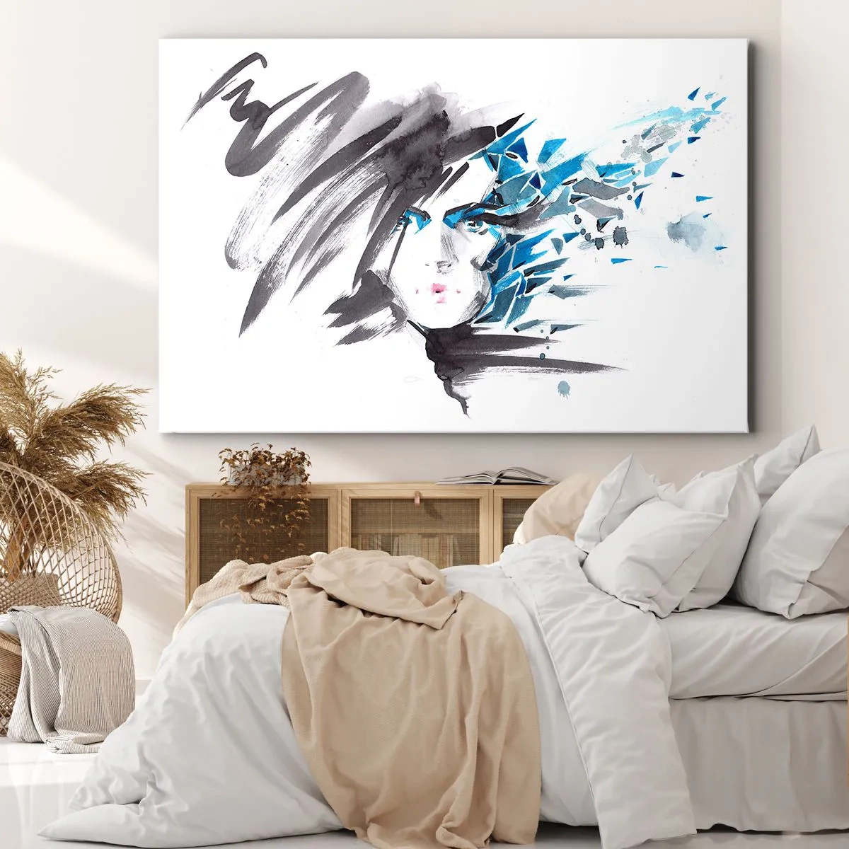 Canvas picture - Sensual Portrait in Grey and Blue - 120x80 cm