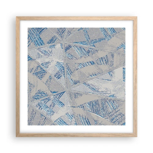 Poster in light oak frame - In Blue and Grey Maze - 50x50 cm