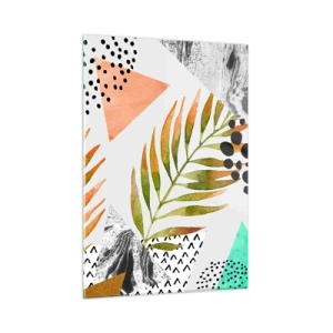 Glass picture - Decorated with a Palm Leaf - 50x70 cm