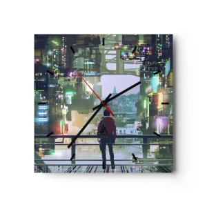 Wall clock - Clock on glass - Two Worlds - 30x30 cm