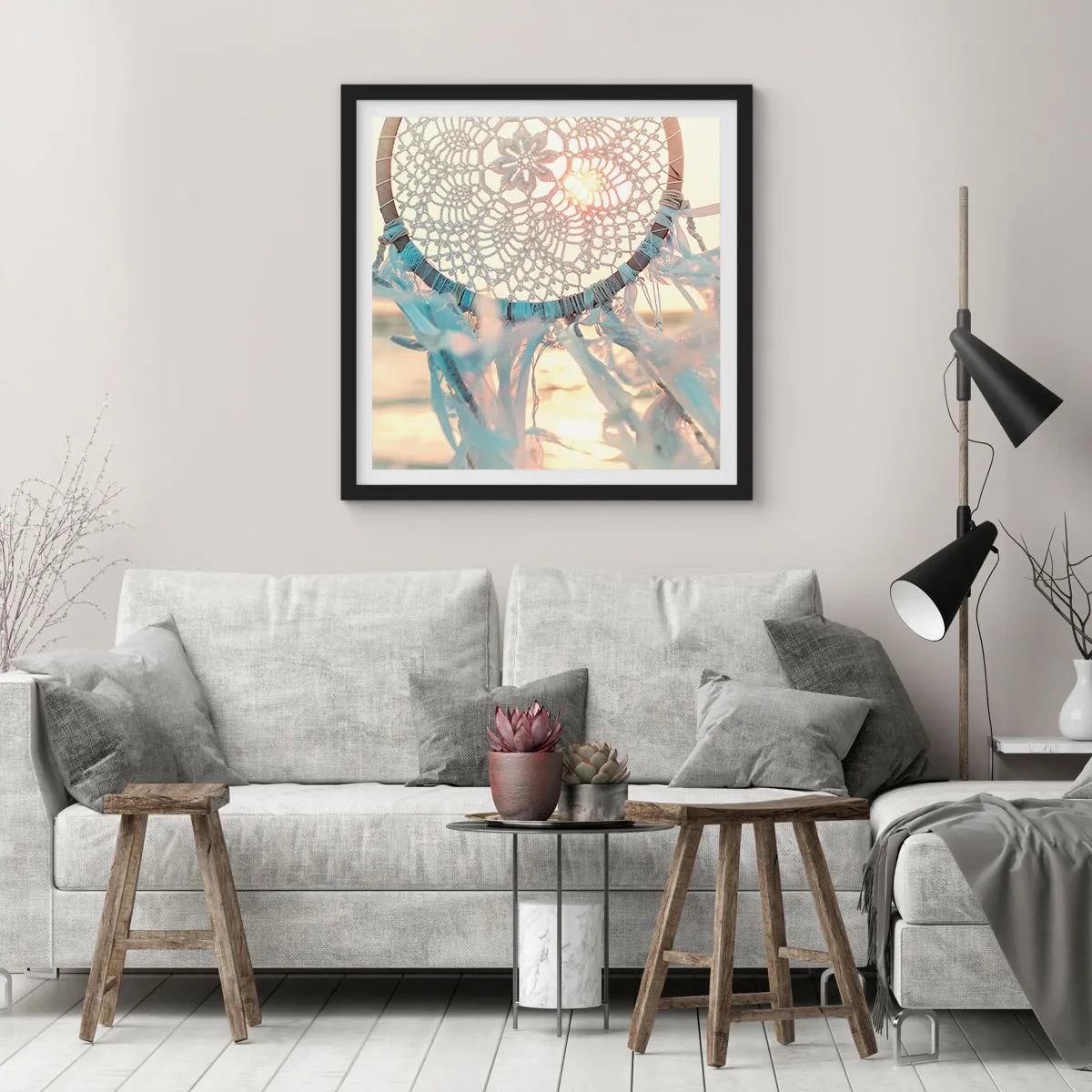 Poster in black frame - Lace Totem - 60x60 cm