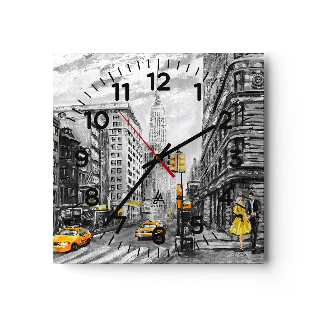 Wall clock - Clock on glass - New York Tale - 40x40 cm