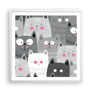 Poster in white frmae - Cat's World - 60x60 cm