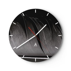 Wall clock - Clock on glass - Feather - Wonderful Constract - 40x40 cm