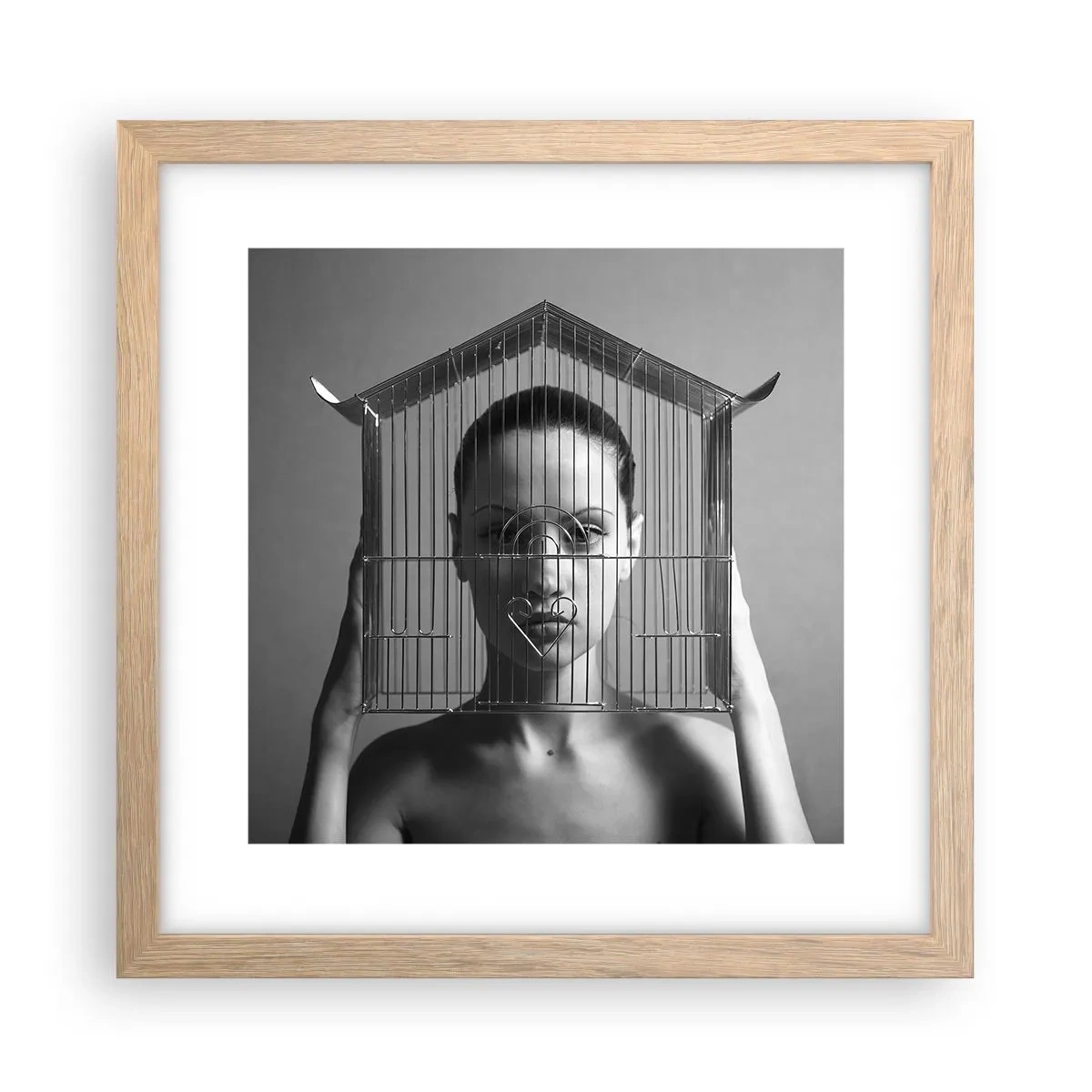 Poster in light oak frame - A Bit Surrealistic Portrat - 30x30 cm