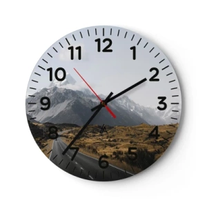 Wall clock - Clock on glass - Road to the Heart of the Mountains - 40x40 cm