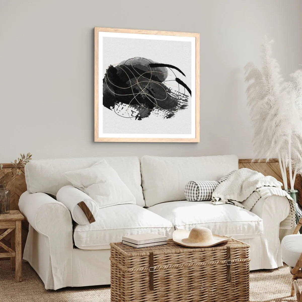 Poster in light oak frame - Made from Black - 30x30 cm