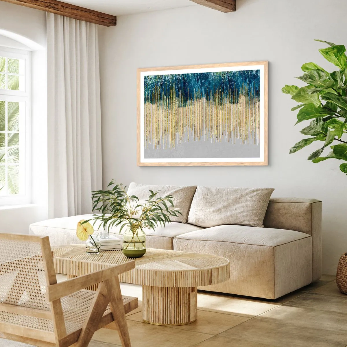 Poster in light oak frame - Glided Border - 50x40 cm