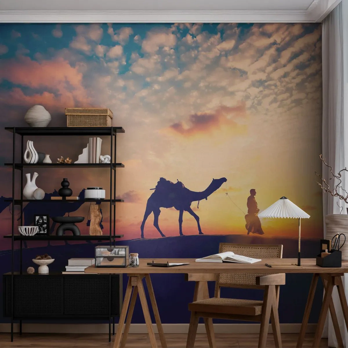 Self-Adhesive Photo Wallpaper Deluxe Sticker - Mysterious Spirit of the Orient - Landscape, Desert, Camel - 300x210 cm
