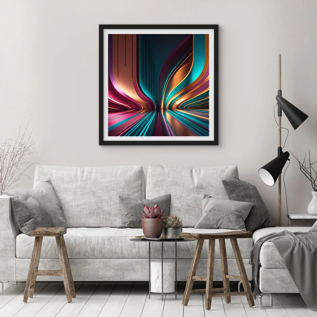 Poster in black frame - Architecture of Light - 50x50 cm