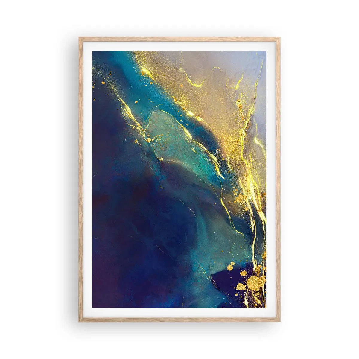 Poster in light oak frame - Golden Flood - 70x100 cm