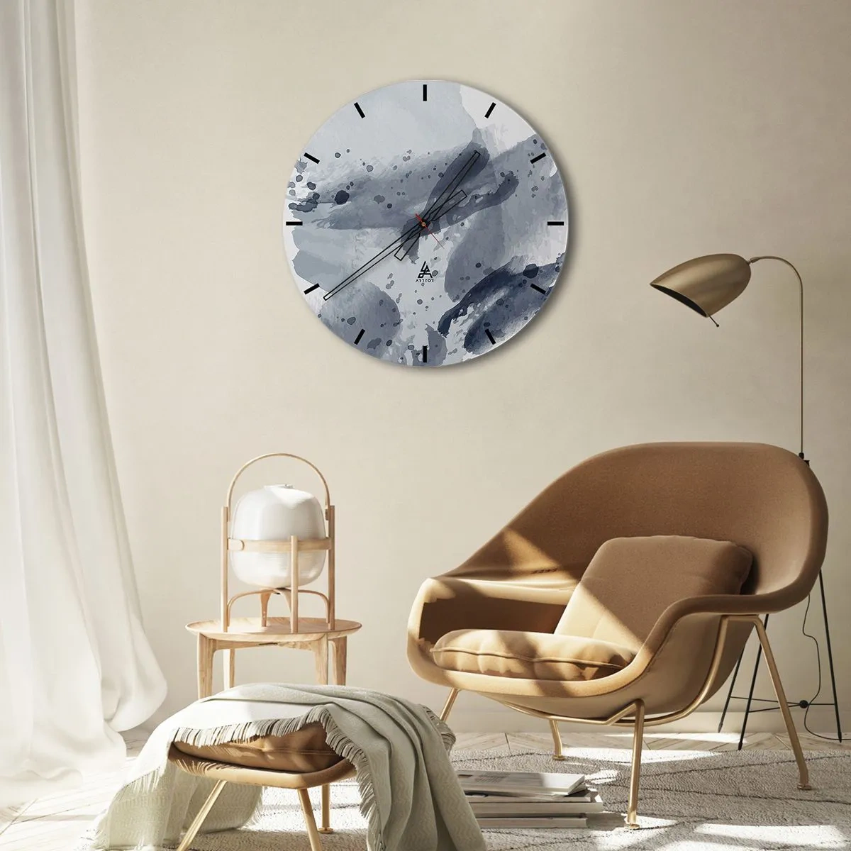 Wall clock - Clock on glass - Study in Nature of Water - 40x40 cm