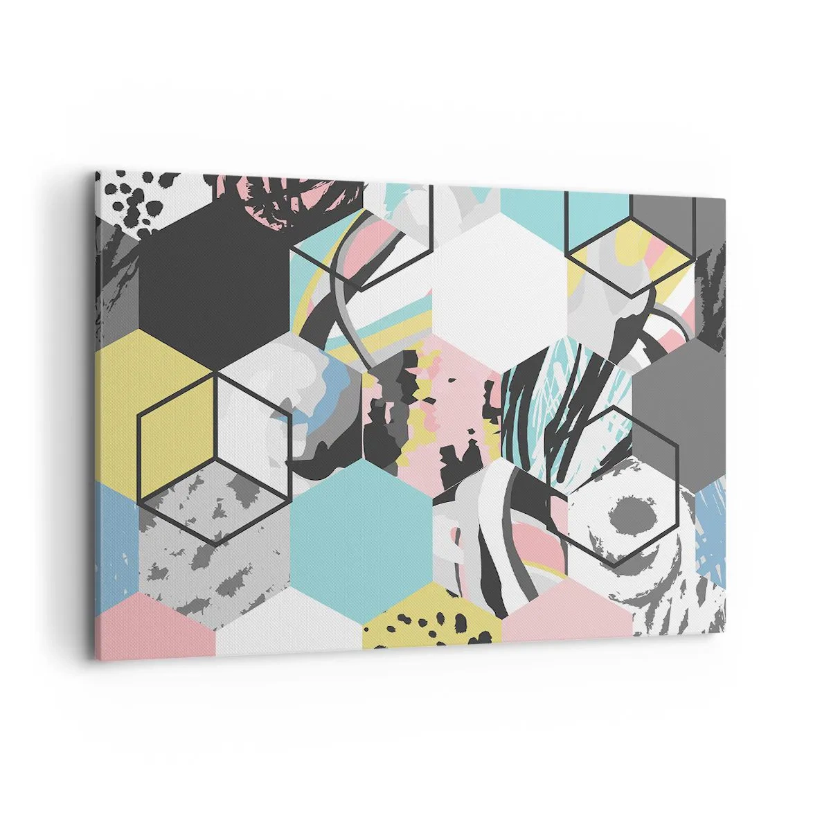 Canvas picture - Hexagons and Cubes in Six Colours - 100x70 cm