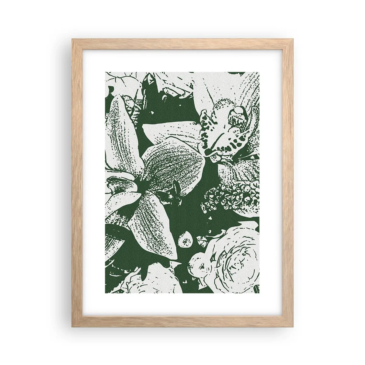 Poster in light oak frame - Bouquet - Green World - 30x40 cm