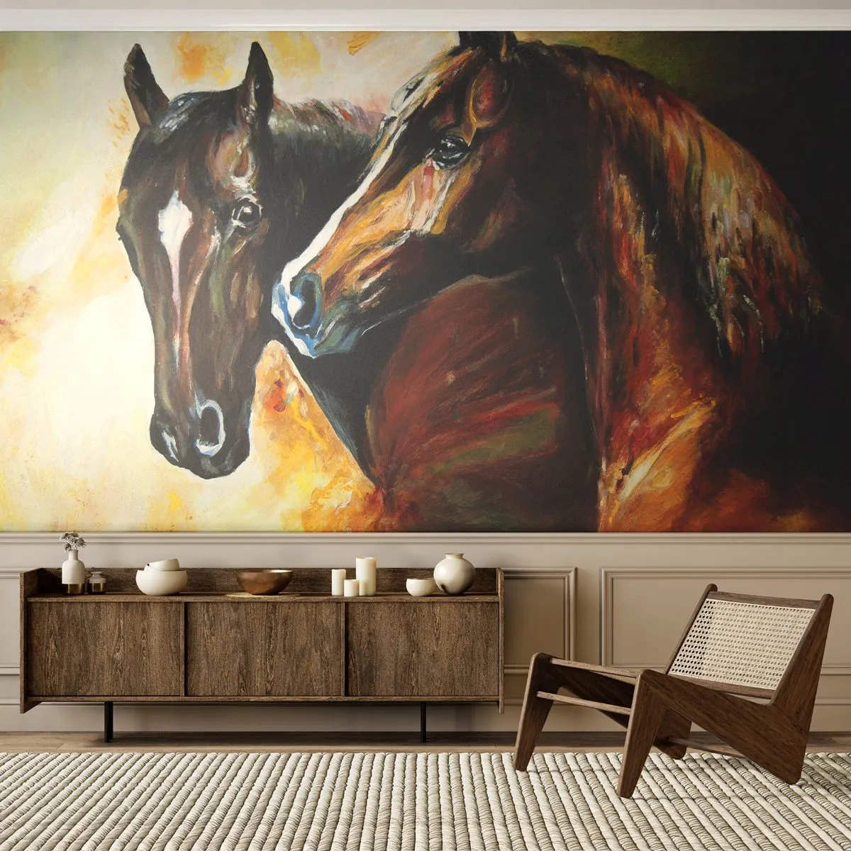 Photo Wallpaper Premium Canvas - Twice More Charm - Animals, Horses, Nature - 500x350 cm