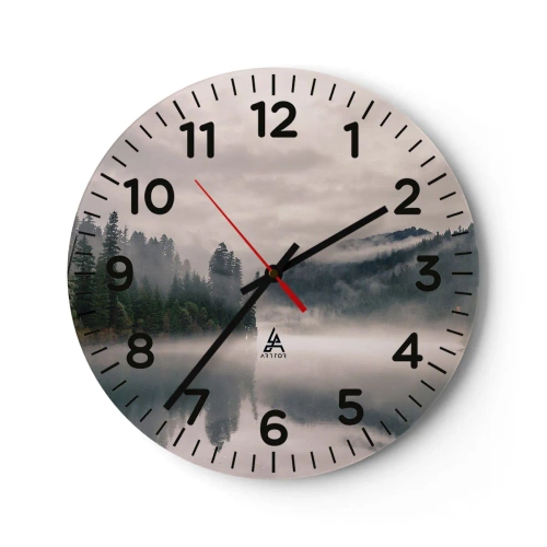 Wall clock - Clock on glass - Musing in the Fog - 40x40 cm
