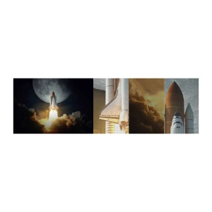 Photo Wallpaper Sample Premium Sand - Beginning of Unearthly Adventure - Moon, A space rocket, NASA - 100x30 cm