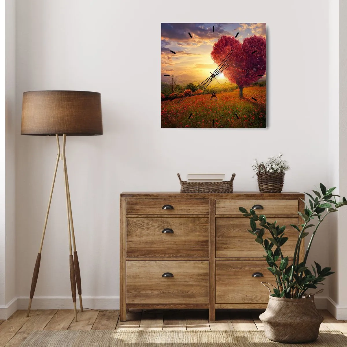 Wall clock - Clock on glass - Heart Wrenching - 40x40 cm