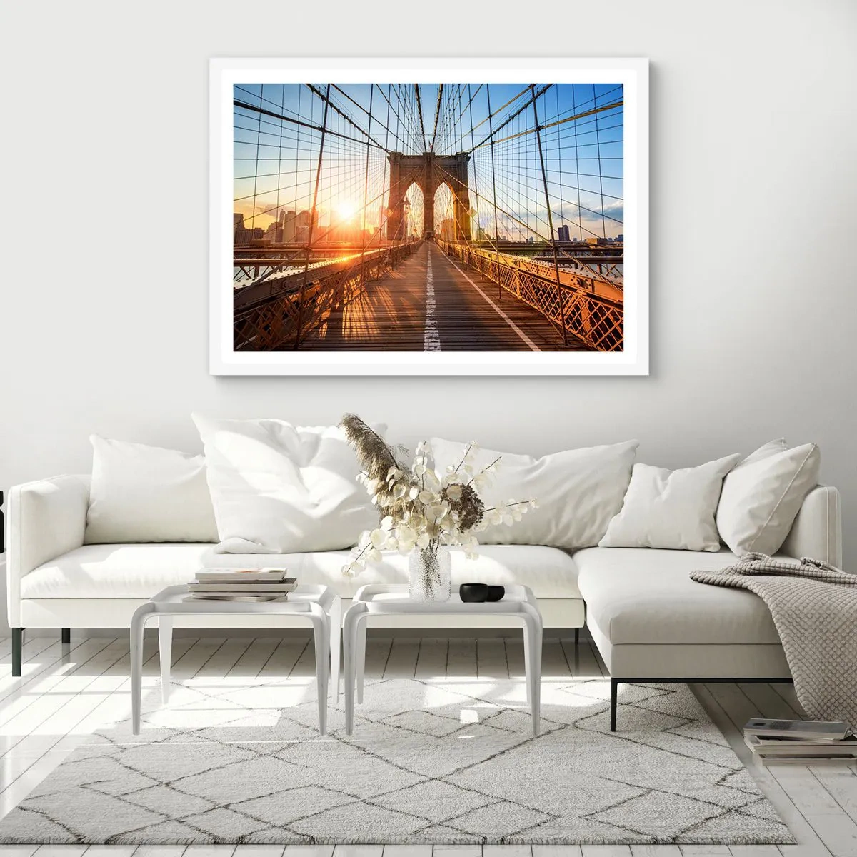 Poster in white frmae - On a Golden Bridge - 50x40 cm