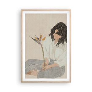 Poster in light oak frame - Portrait with an Exotic Flower - 61x91 cm