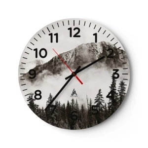 Wall clock - Clock on glass - Granite Ruler - 40x40 cm