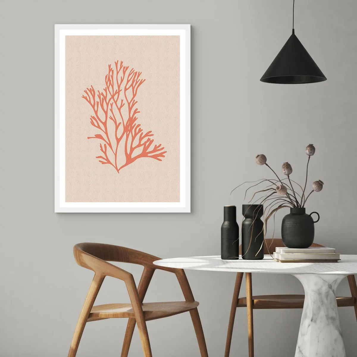 Poster in white frmae - Coral Filigree - 40x50 cm
