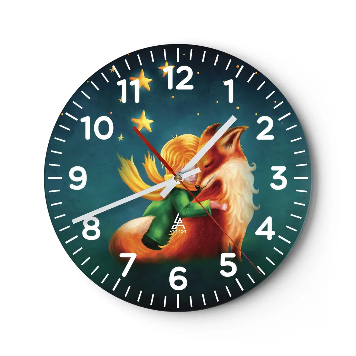 Wall clock - Clock on glass - Little Prince - 40x40 cm