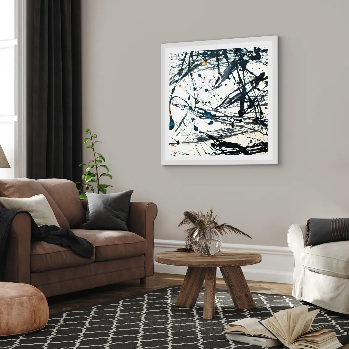 Poster in white frmae - Expressionist Abstract - 30x30 cm