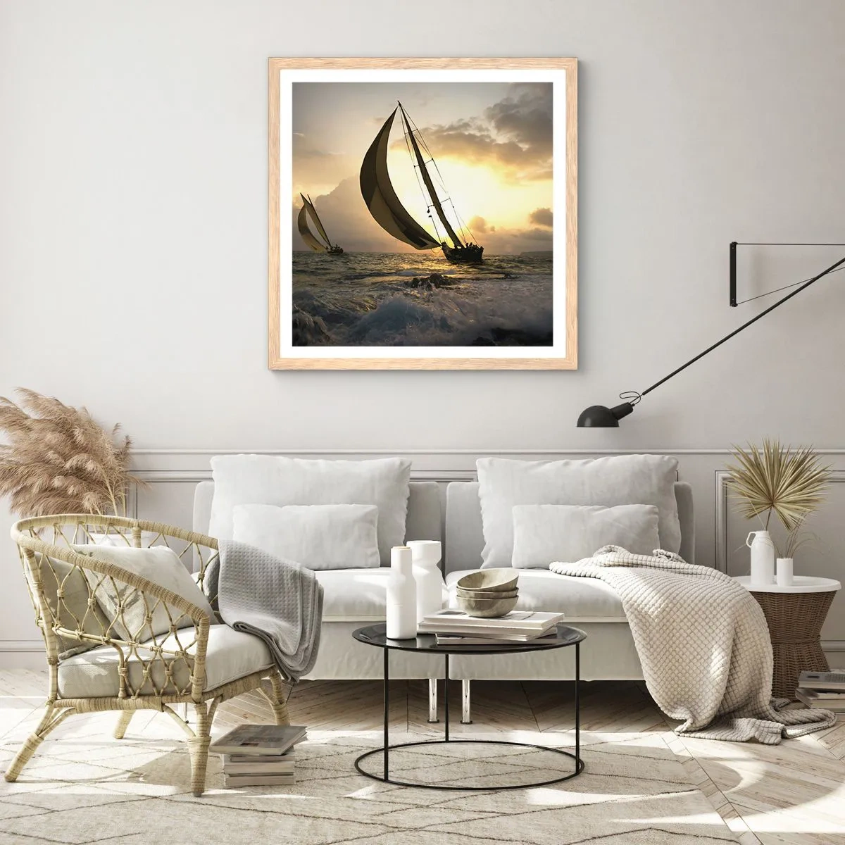 Poster in light oak frame - With and against the Wind - 50x50 cm