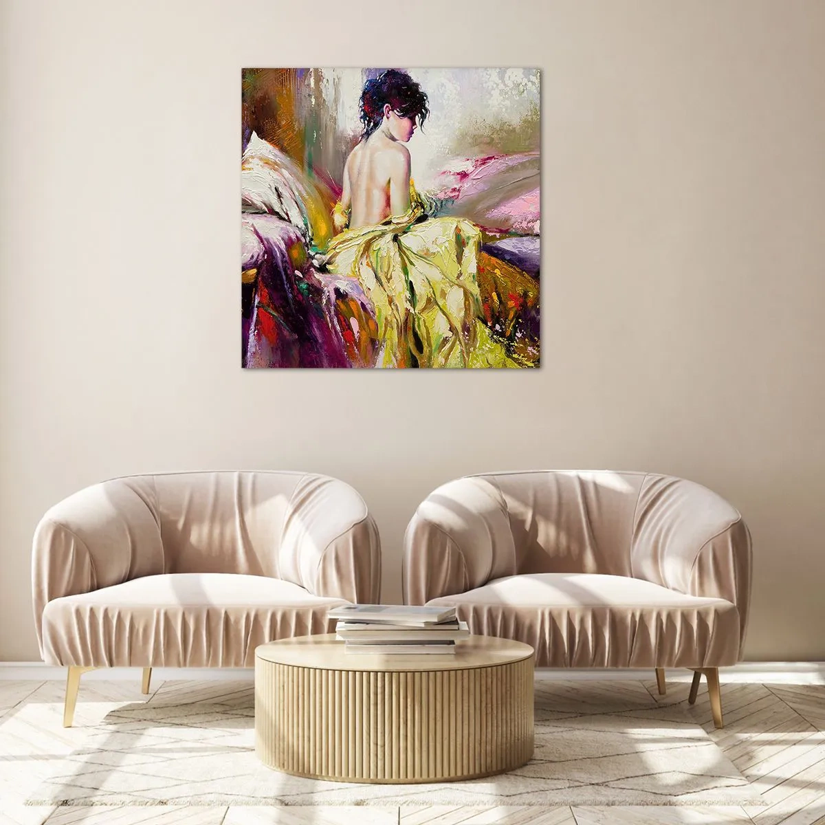 Glass picture - Graceful in Yellow - 40x40 cm